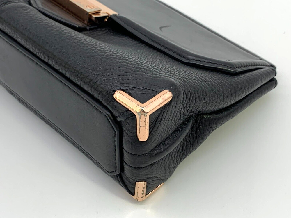 ALEXANDER WANG Clutch Bag Cowhide Leather Black Square Classic Authentic