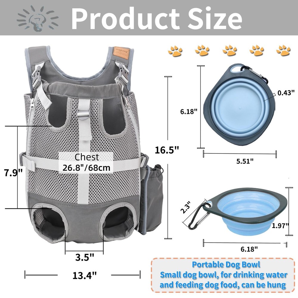 Dog Carrier Backpack - Legs Out Front Facing Pet Carrier Backpack for Small M...