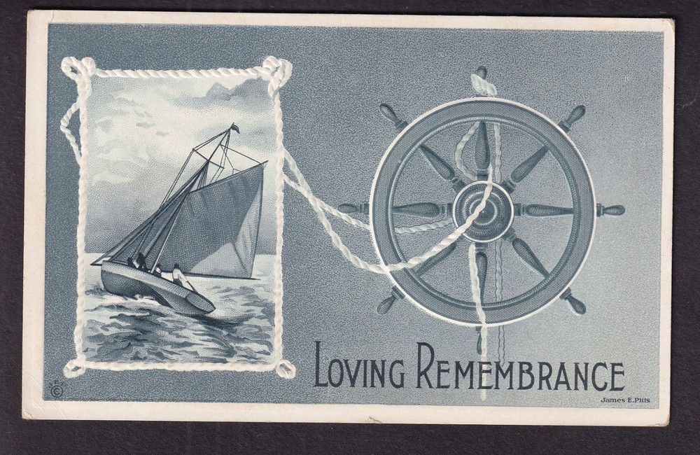 unmailed James E Pitts Loving Remembrance embossed post card