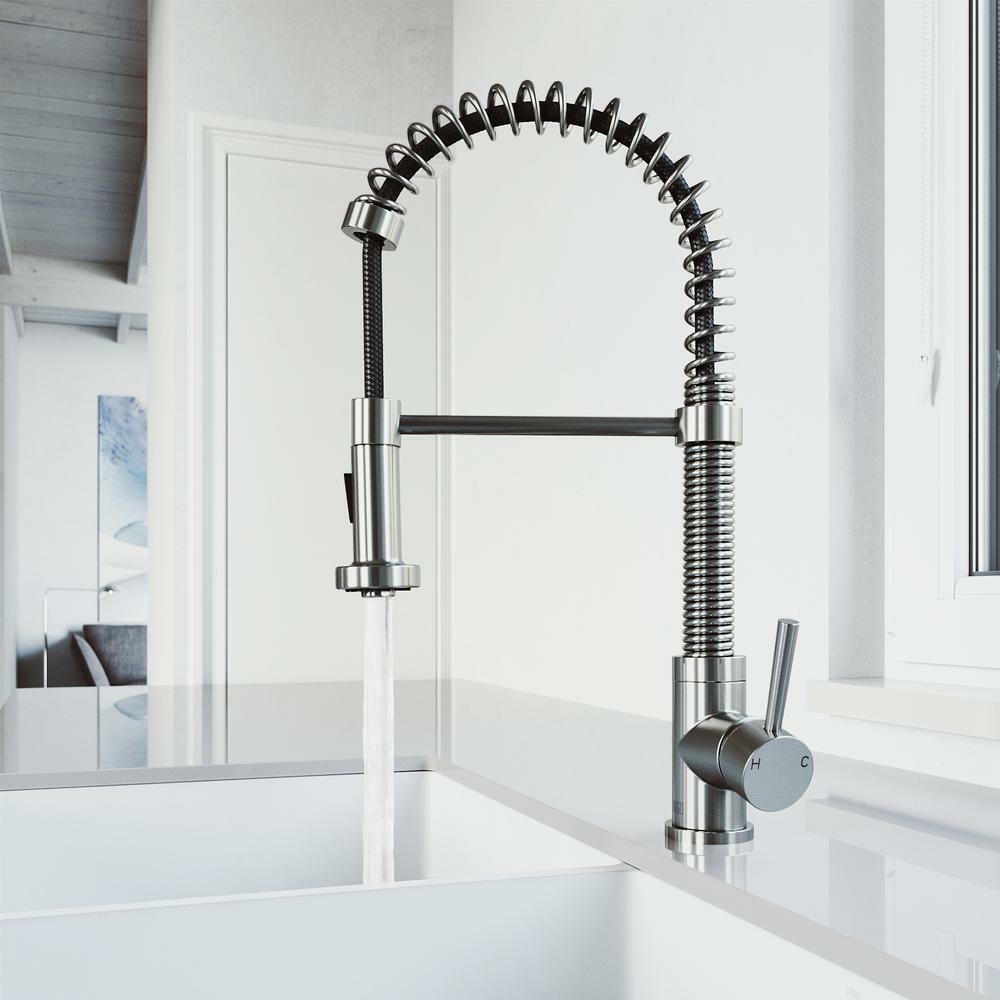 VIGO Edison Single-Handle Pull-Down Sprayer Kitchen Faucet in Stainless Steel