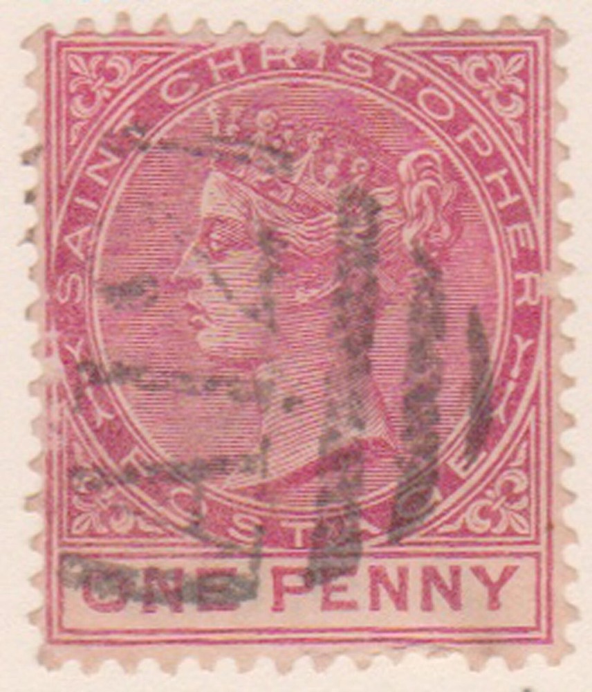 (F191-18) 1882 St Christopher 1d red QVIC stamp (R)