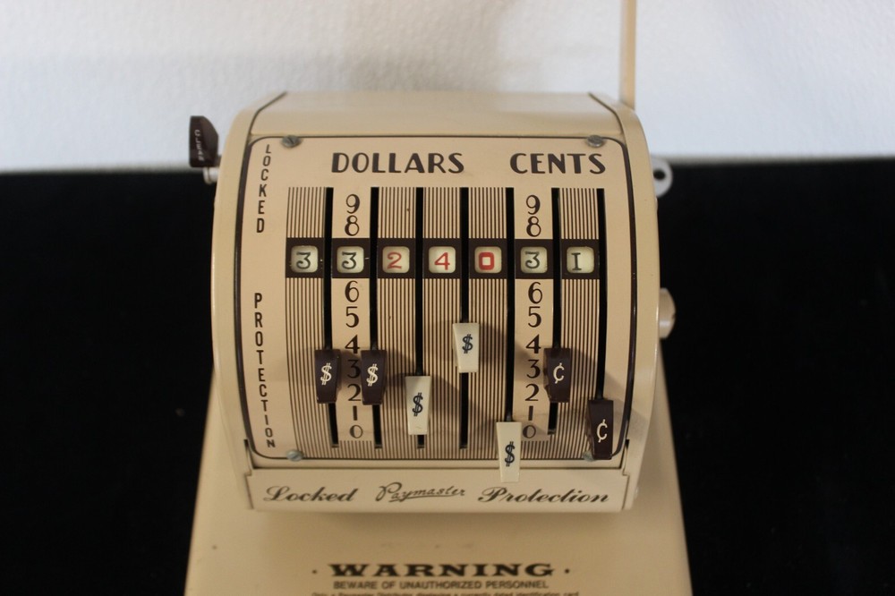 Vintage Paymaster X-550 Check Writer w/ Key