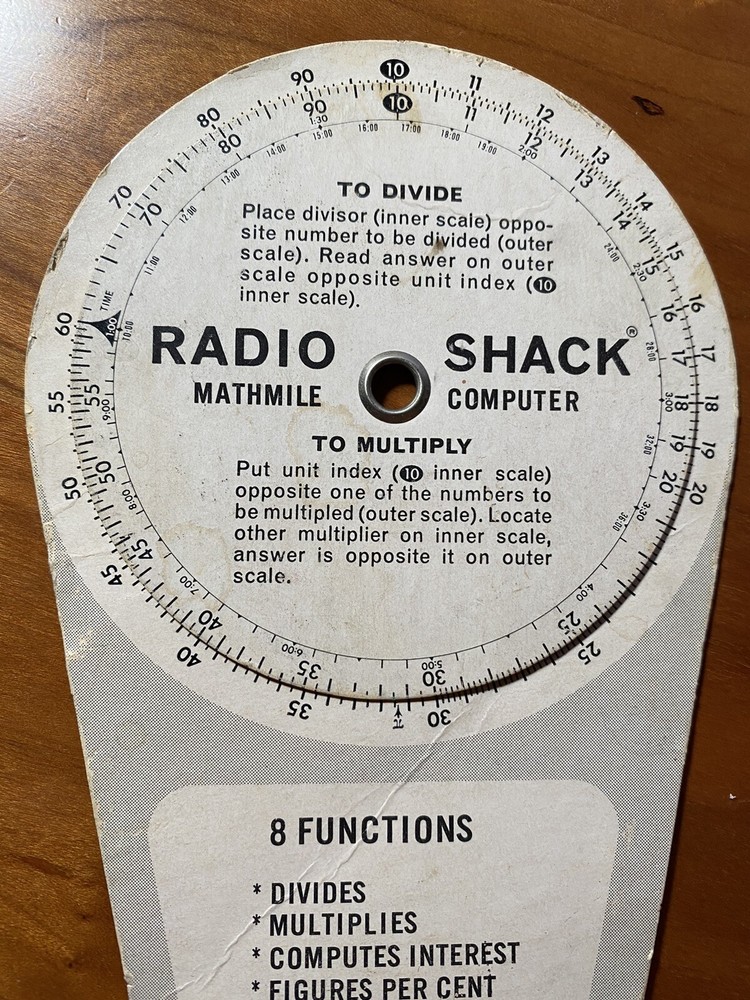 Radio Shack 8-Function Mathmile Computer 1968 Multi-Purpose Tool #68-1007 Tandy