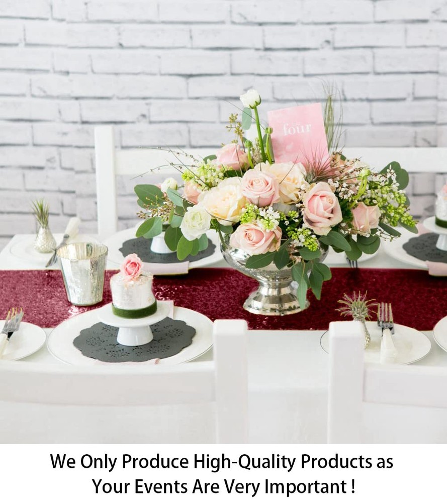 Table Runner 2 Pack Sequin Table Runners Burgundy 12inx108in Curtains Glitter...