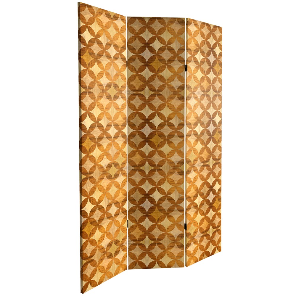 6 ft. Tall Double Sided Japanese Wood Pattern Canvas Room Divider