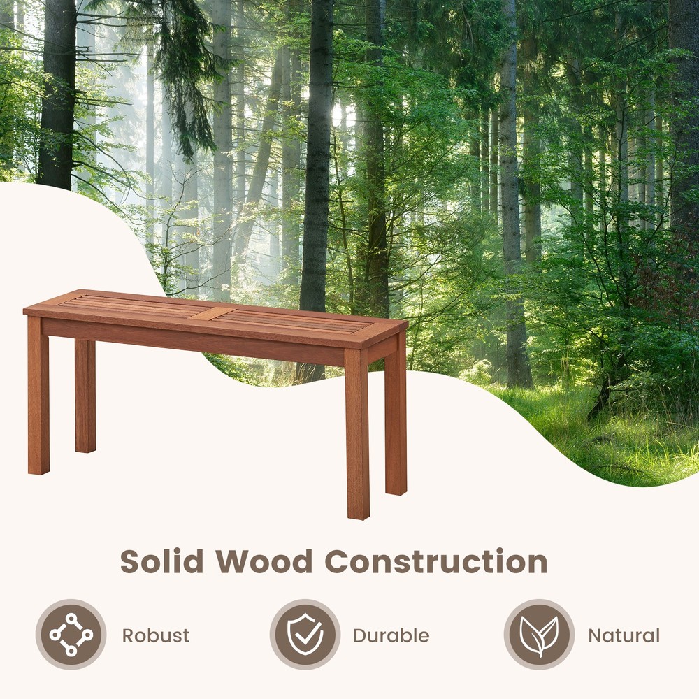 2 PCS Patio Backless Bench 2-Seater Outdoor Dining Bench Solid Wood Backyard
