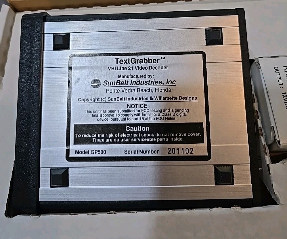 TextGrabber GP500 VBI Line 21 Video Decoder Extracts Closed Captions