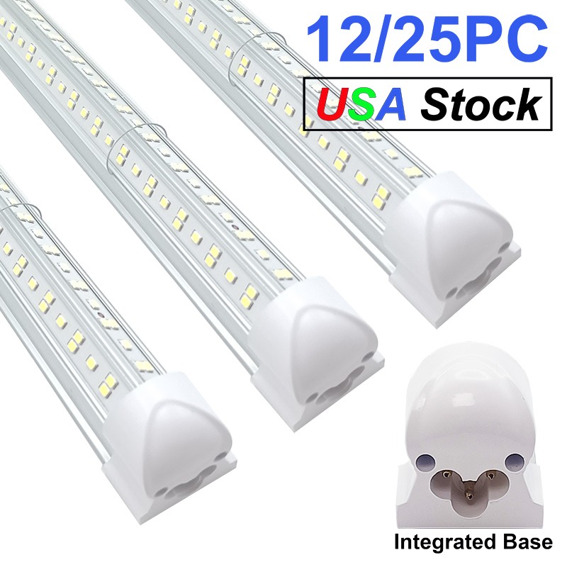 12/25PCS T8 8FT LED Shop Light 144W 6500K High Output Ceiling Tube Light Fixture