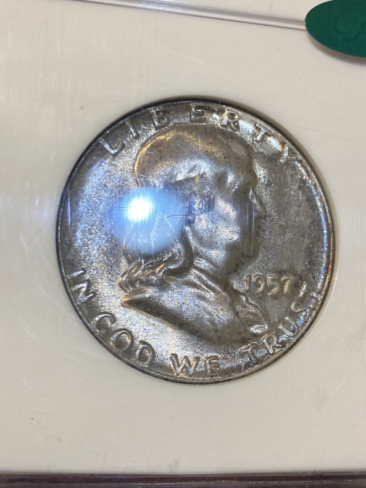 1957 Franklin Half Dollar NGC MS64 CAC Original Toned
