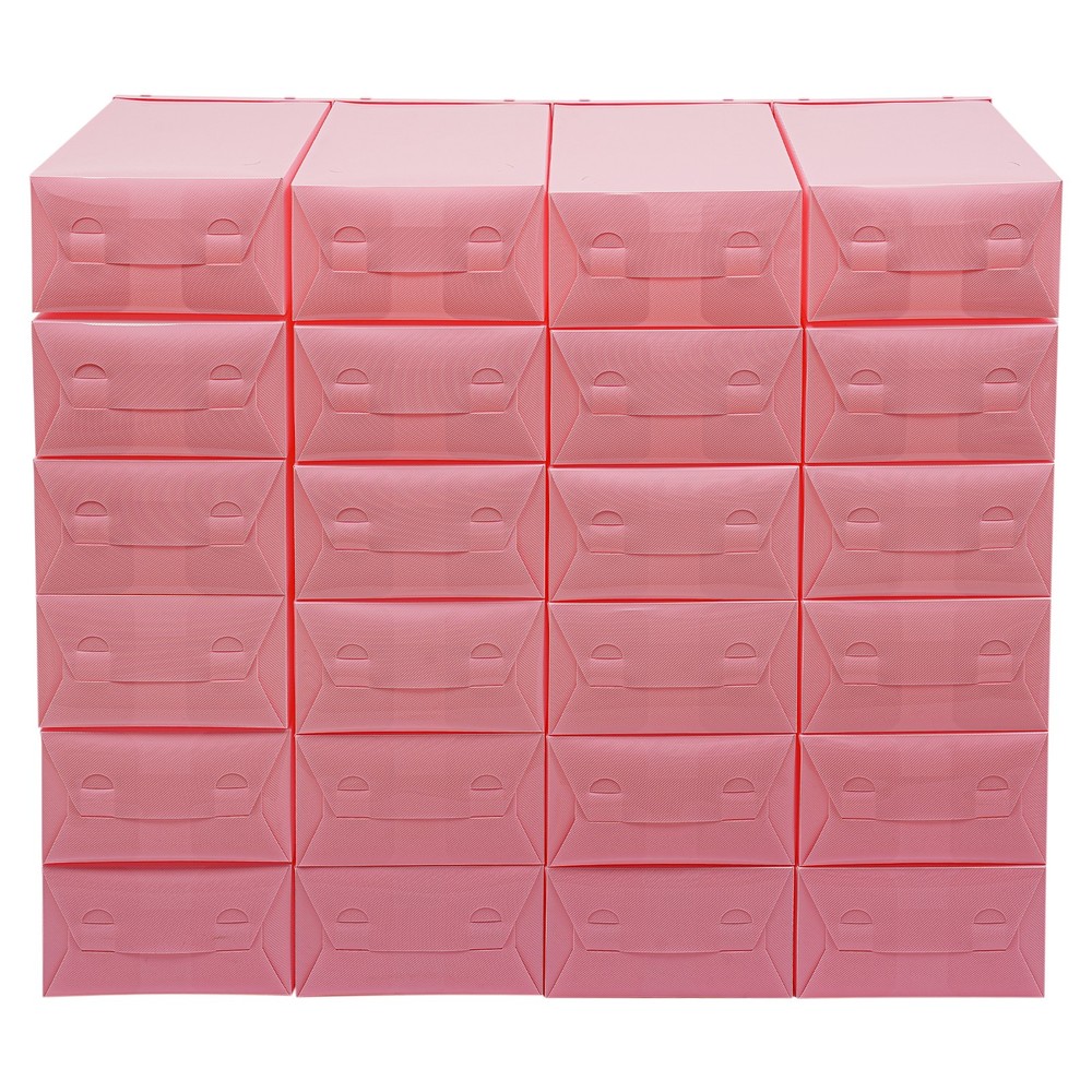24 Pack Shoe Storage Boxes With Clear Flip Lid, Stackable Shoe Storage Organizer