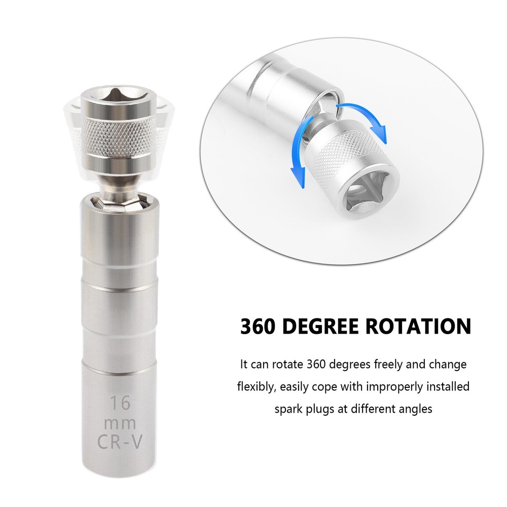 16mm14mm Spark Plug Socket,Thin Wall 12 Points 3/8 Drive Spark Plug Removal