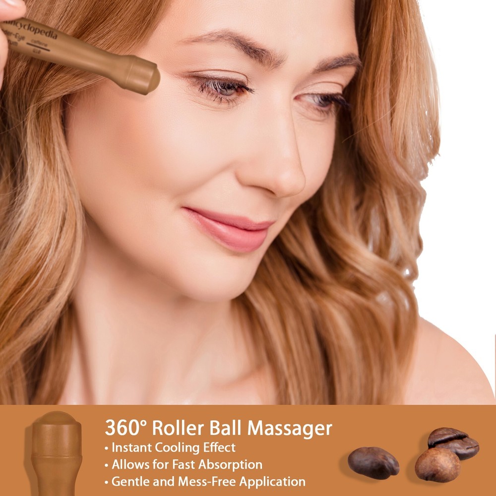 Skincyclopedia Under Eye Roll-On - Caffeine & Q10, Cooling Roller, Dark Circles.