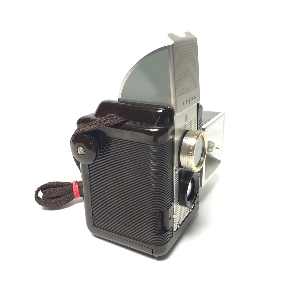 Vintage Argus 75 box camera with flash and Kali Bag case