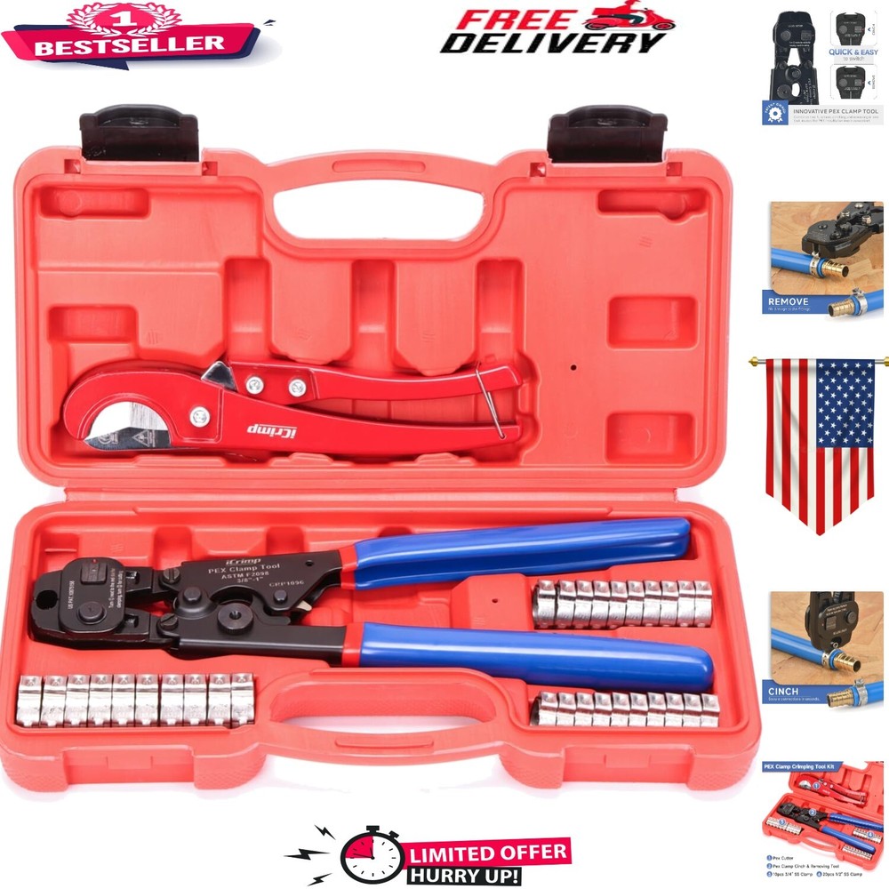 Durable PEX Cinch & Remove Tool: Ratchet Mechanism with Pipe Cutter Included