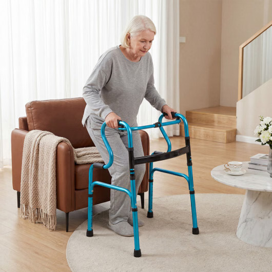 One-Button Folding Aluminum Walking Frame Walker Folding Walker for Seniors and