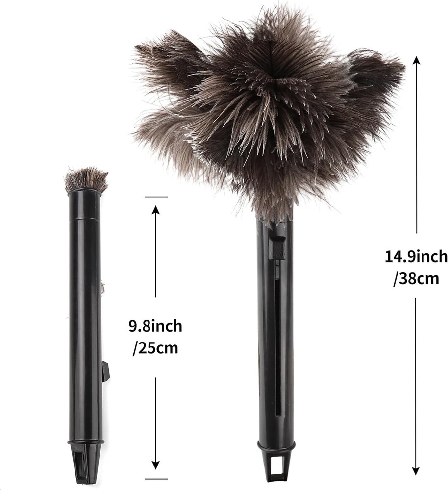 Retractable Ostrich Feather Duster 10–15" Anti-Static Reusable Handheld