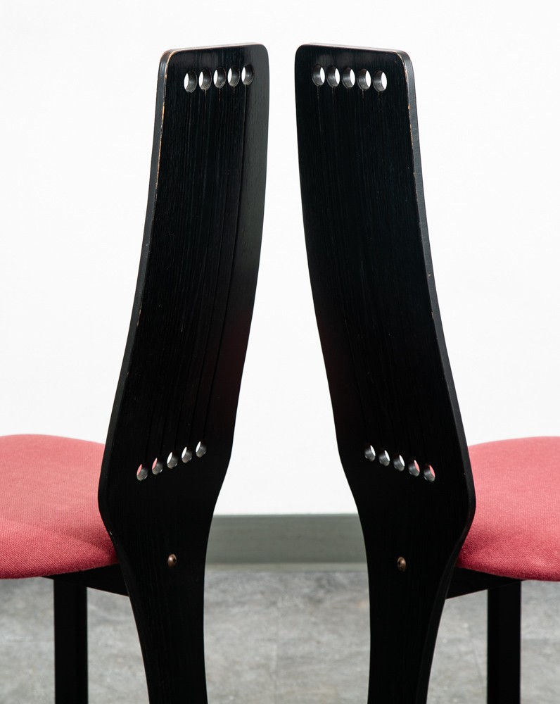 Mid Century Danish Modern Dining Chairs 2 Post Modern Black Memphis Ebonized Pr