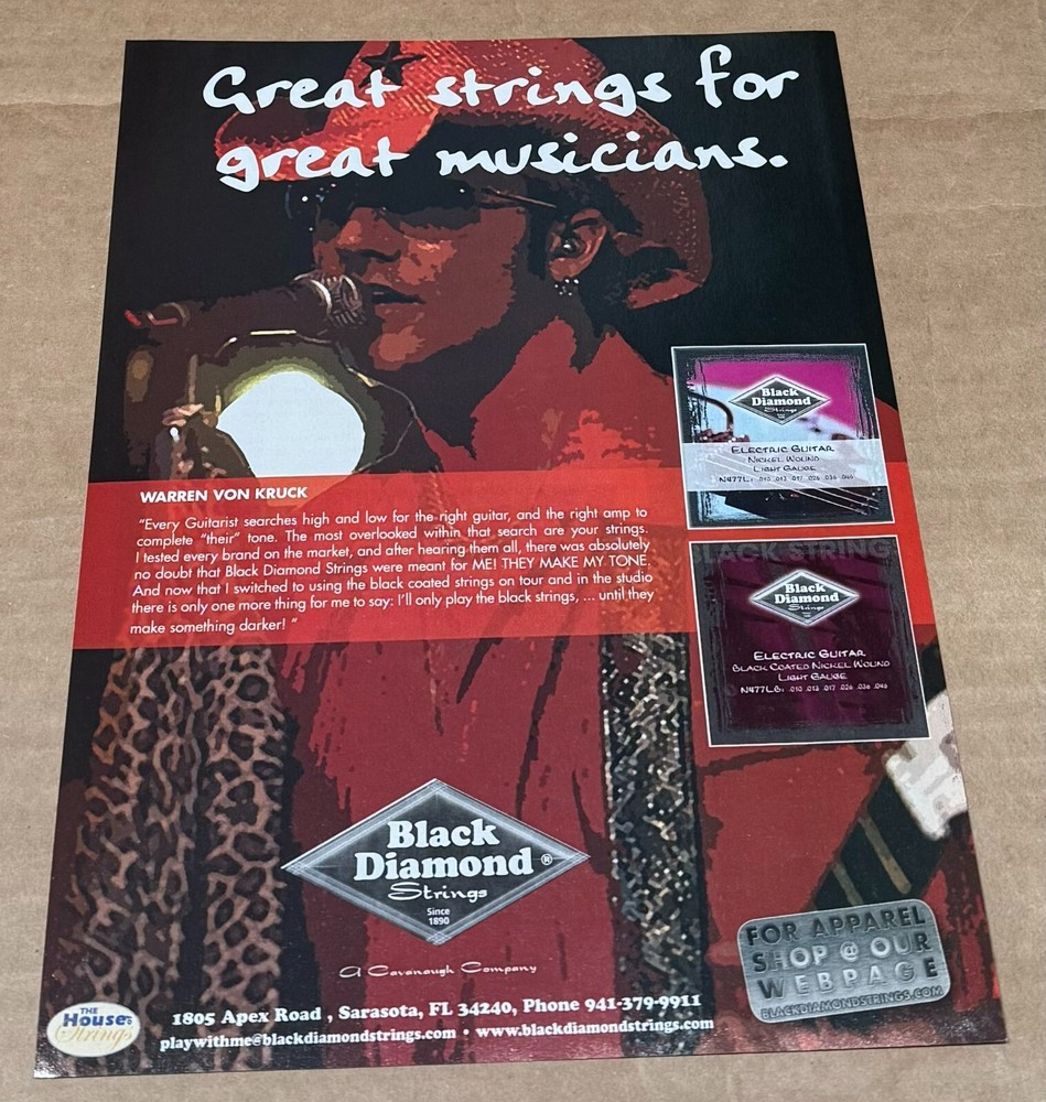 WARREN VON KRUCK - Black Diamond Strings - 2004 Print Advertisement
