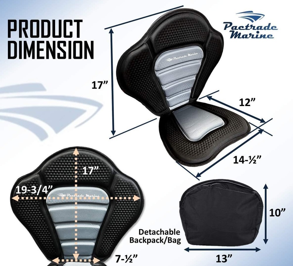 Adjustable Padded Deluxe Kayak Seat Detachable Back Backpack/Bag Canoe Backrest