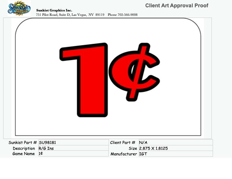 SU98181 1¢ Reel Glass Insert S Plus S2000