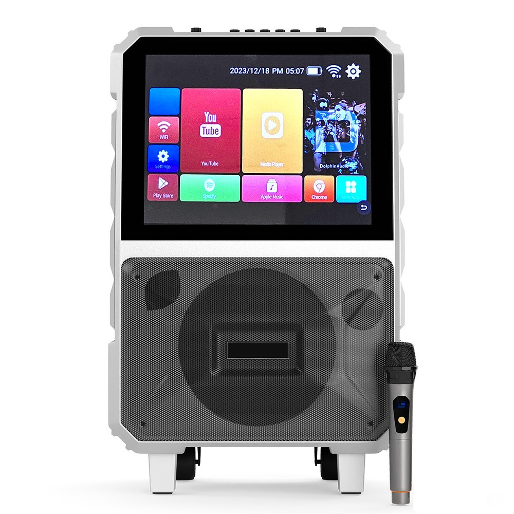 8” Woofer Bluetooth Speaker Karaoke Machine W/Wireless Mic LED Light 14" Tablet