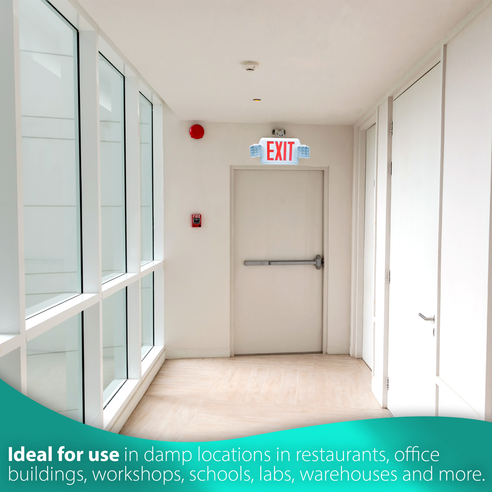 LED Indoor Exit Sign Emergency Light Remote Capable Red/Green Fire Resistant