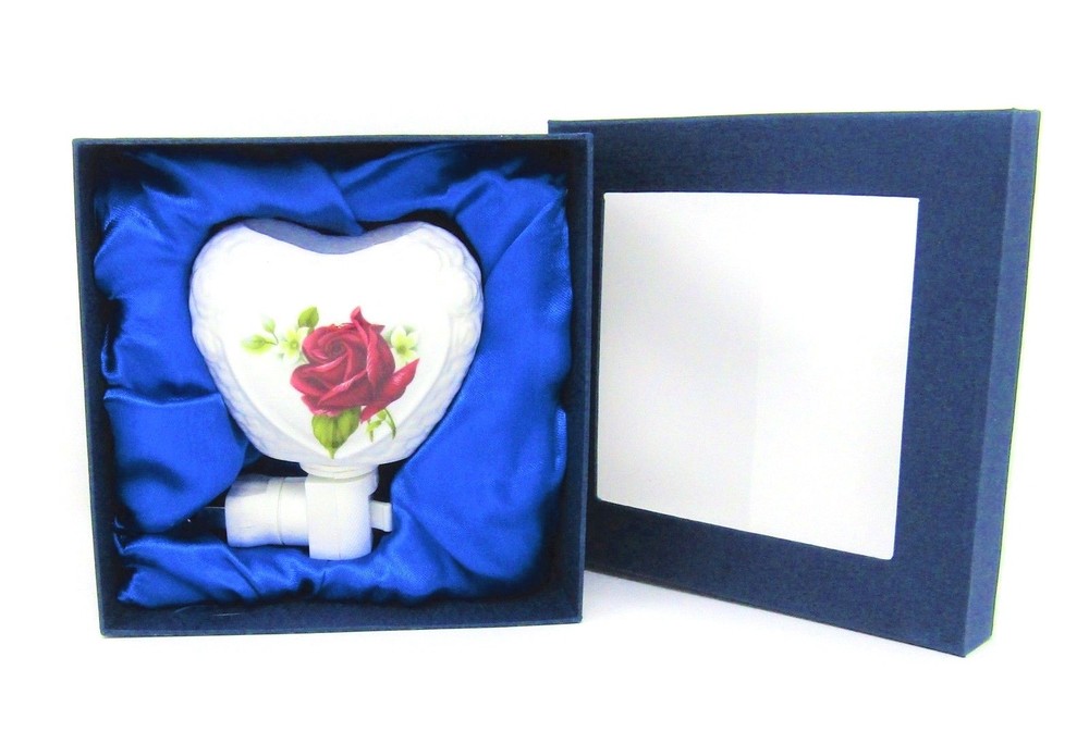 Night Light Red Rose Artisan Hand Crafted Ceramic Multi Directional - New!