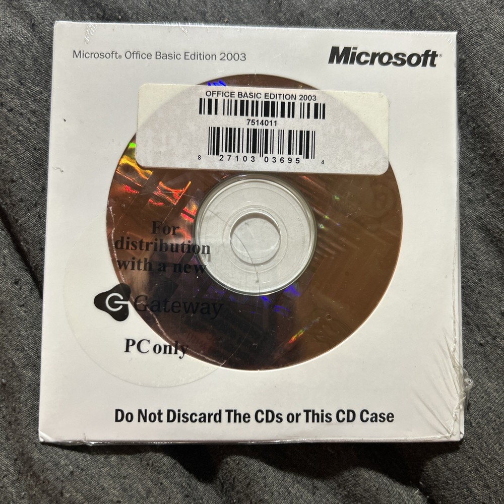 Microsoft Office Basic Edition 2003 For A New Gateway Pc Only, New In Package