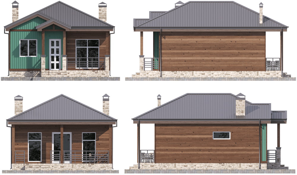 Charming Tiny House 1 Bed, 1 Bath, 583SF Architectural Build Plans PDF Download