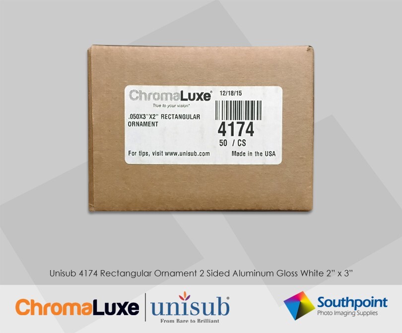 Unisub 4174 Rectangular Ornament 2 Sided Aluminum Gloss White 2” x 3"