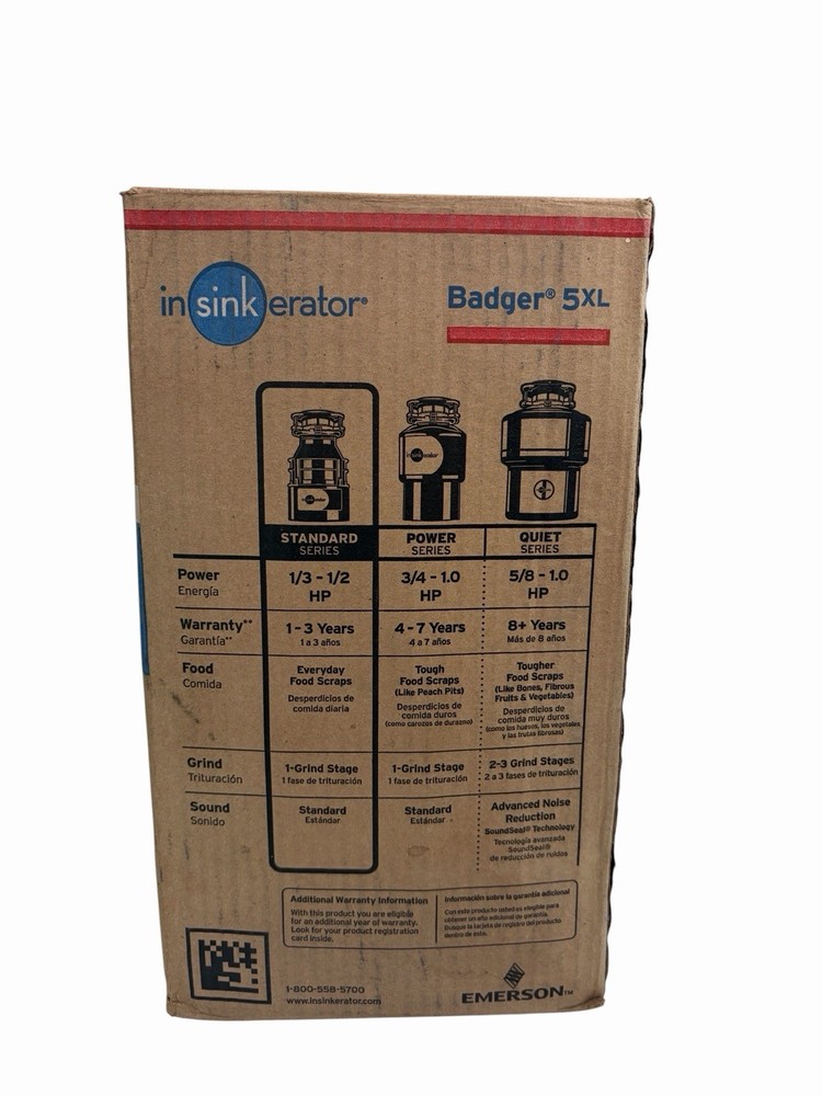 InSinkErator Badger 5XL Garbage Disposal 1/2 HP w/instructions