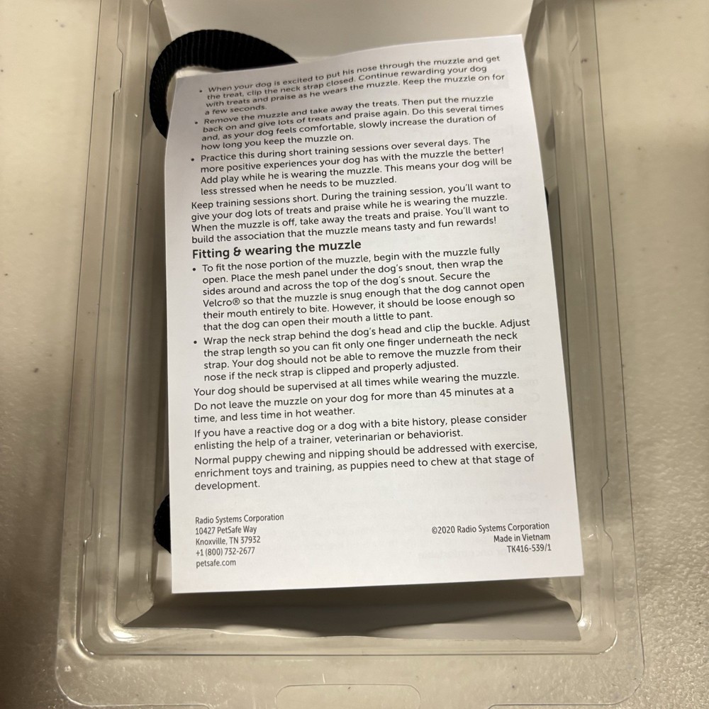 PetSafe Muzzle Medium. Black. New In Box.