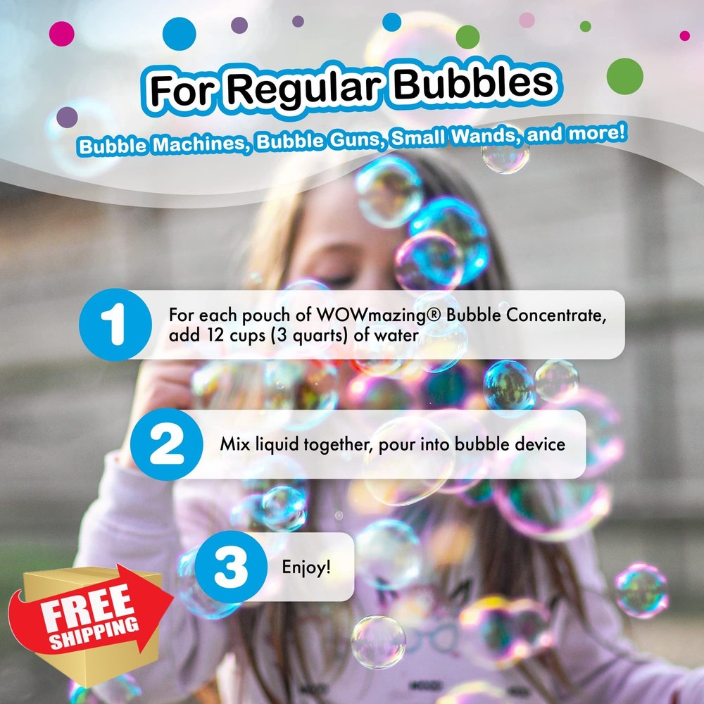 WOWMAZING Giant Bubbles Refill Solution 2.3 Gallons 3 Pouches Kids