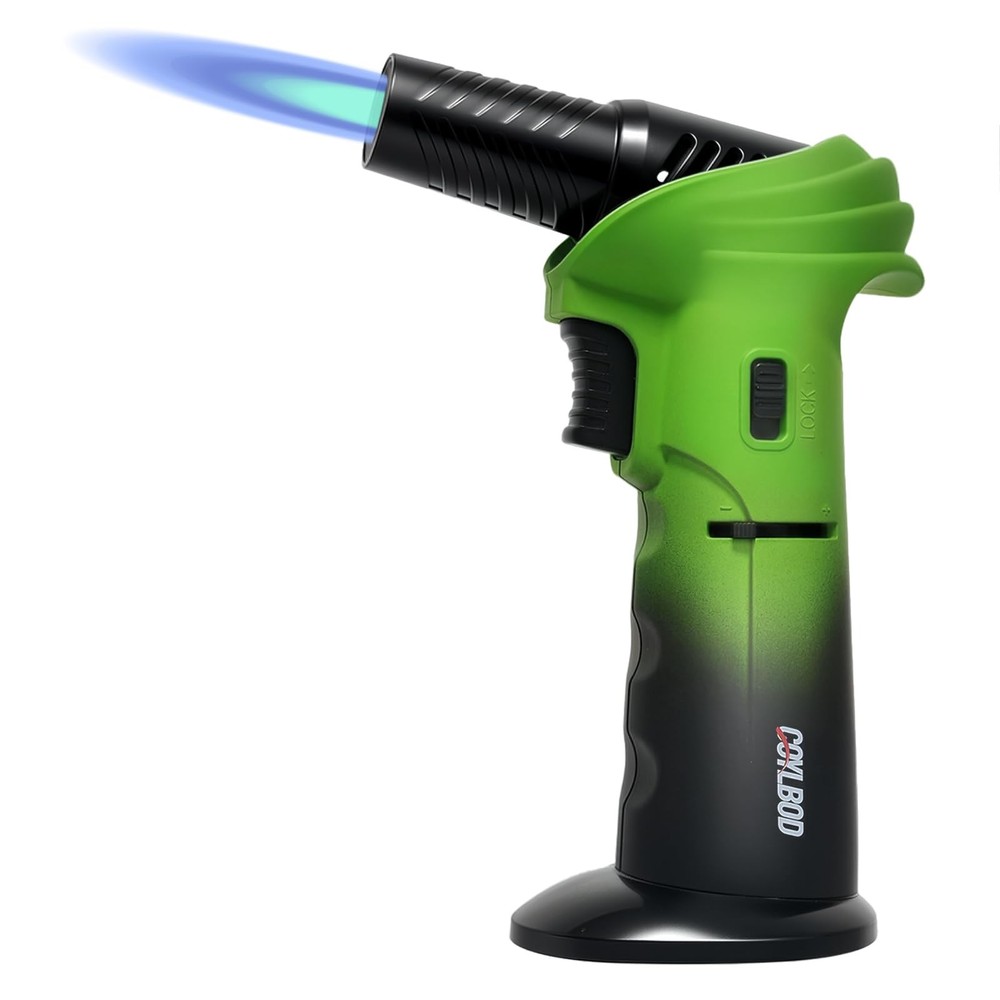 Butane Torch Lighter, 0-90°Rotating Angle Green and Black