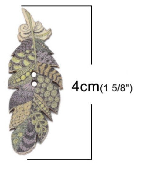 Printed Feather Buttons - Shelly's Buttons - Sew Through - Craft Scrap Sewing
