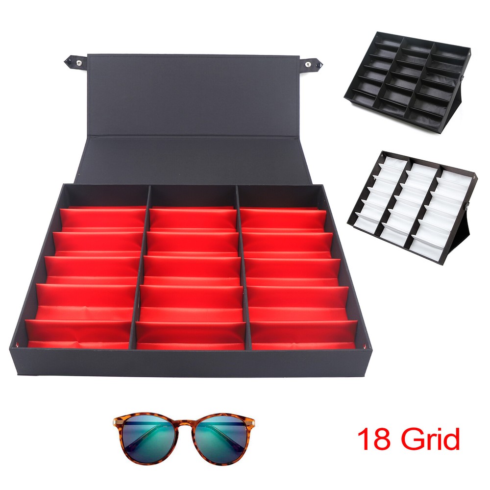 18 Slots Eyeglass Sunglasses Organizer Display for Multiple Eyewear Display Case