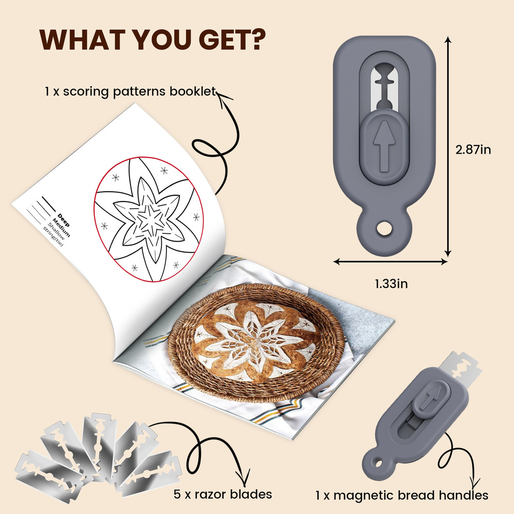 Bread Lame Dough Scoring Tool - Push-Pull Handle for Perfect Bread Scor 2pcs