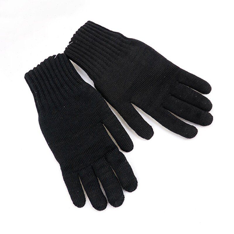 Russian Gloves VKBO Double-Layer Black Wool Blended Warm Gloves