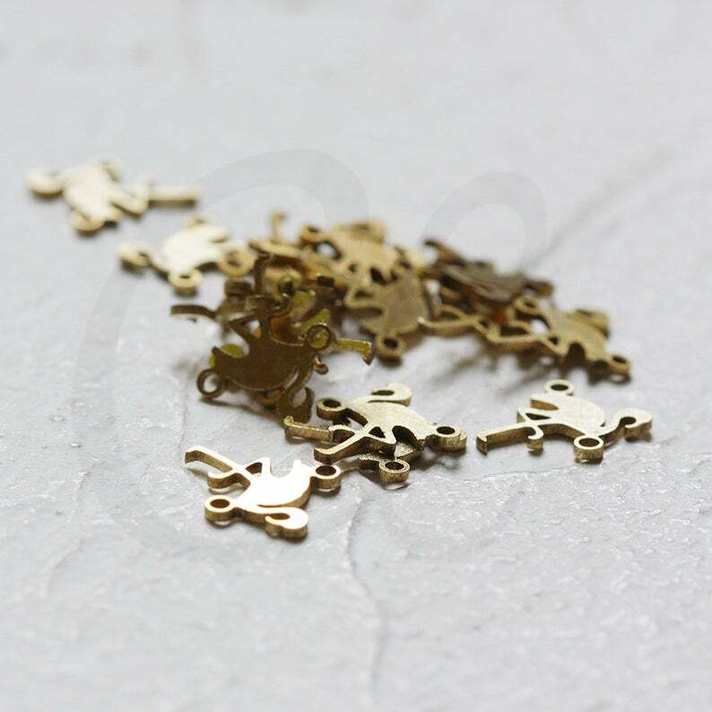 4 Pieces Laser Cut Solid Brass Bird Link - 12x10mm (CW-4344C)