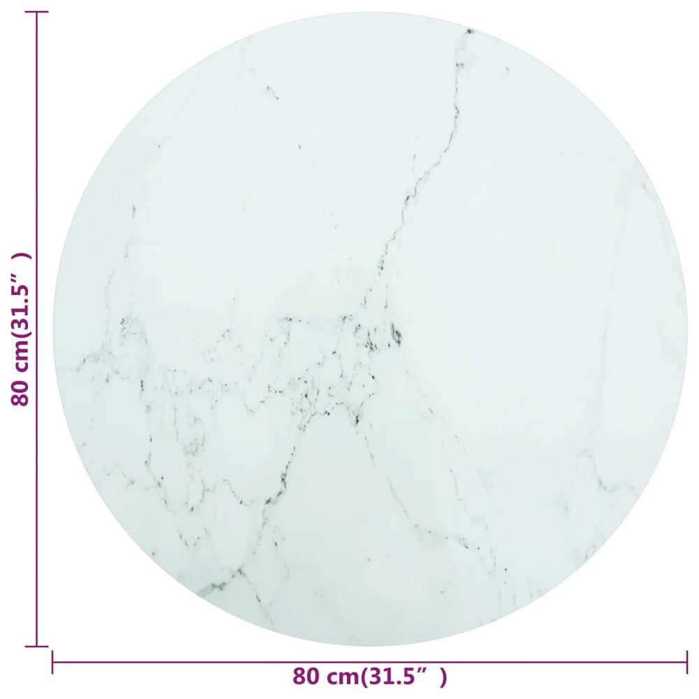 Table Top White Tempered glass 31.5 in diameter Durable