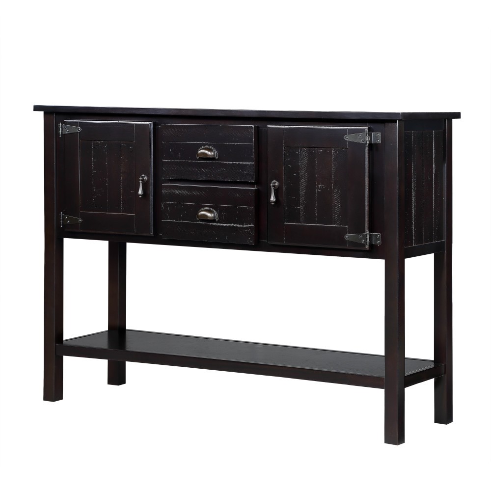 Solid Wood 48'' Sideboard Console Table - 2 Drawers/Cabinets, Shelf,Espresso