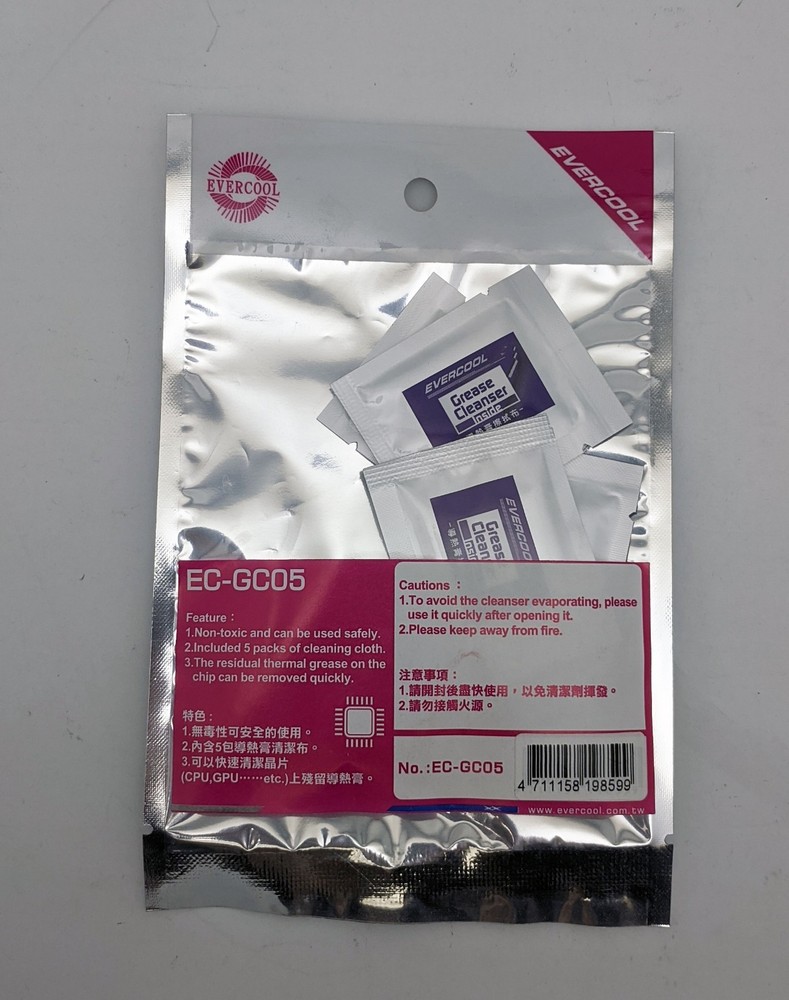 5-Pack: Evercool EC-GC05 Thermal Compound Grease/Paste Remover Cloth Cleaner