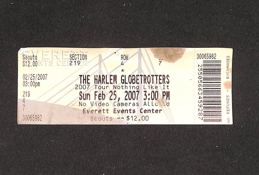 FEBRUARY 25, 2007 HARLEM GLOBETROTTERS FULL TICKET, EVERETT EVENTS CENTER