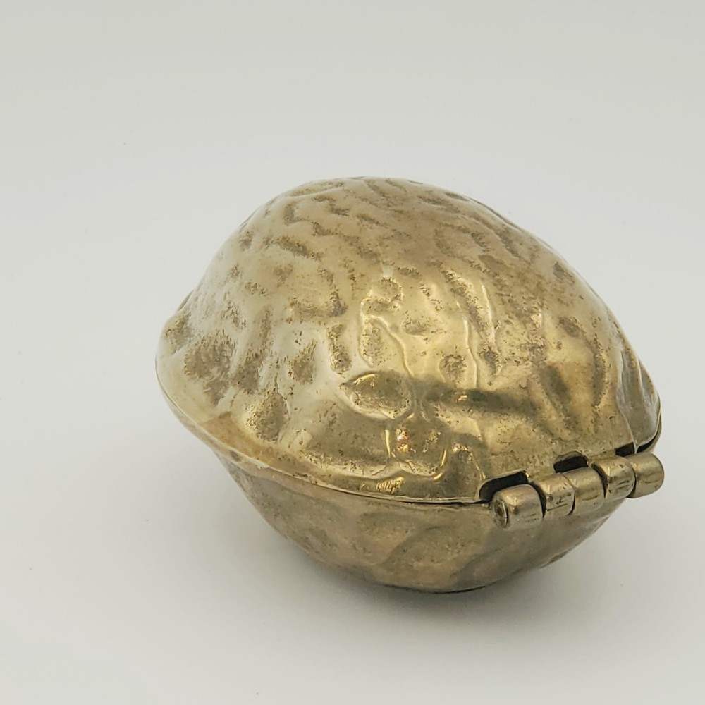 Vintage Heavy Brass Nutcracker Walnut Shaped Box Nut Cracker 1950’s