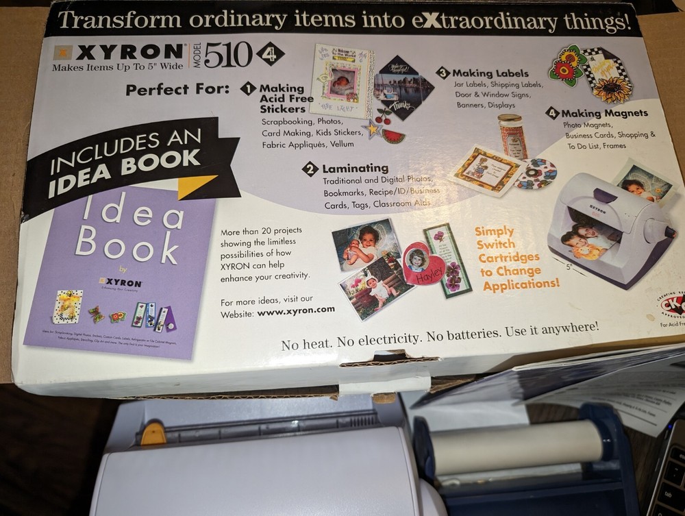 Xyron Model 510 Creative Sticker Tool Multi-Use Laminating Machine Refills Inc.