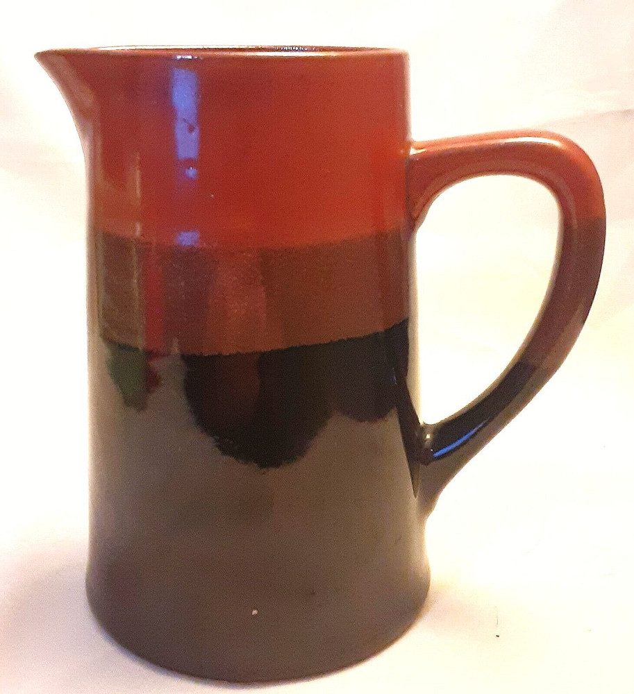 Studio Pottery Three Tone Brown Glazed Pitcher 6.5" Tall
