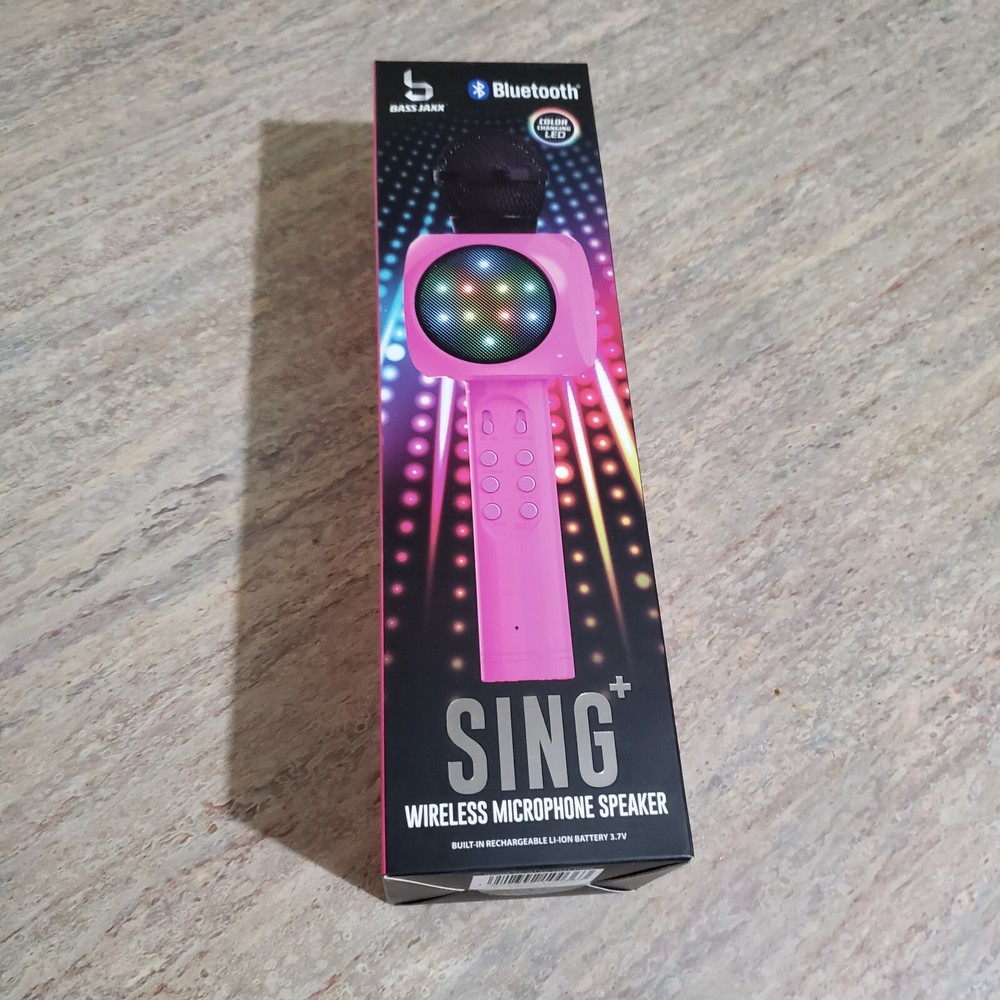 sing+ wireless bluetooth® karaoke microphone with speaker & LED lights