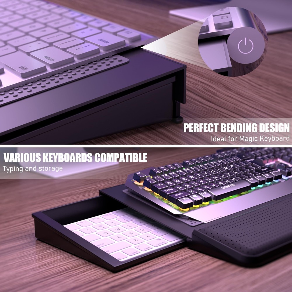 Computer Keyboard Stand with Wrist Rest & Storage Tray - Acrylic Keyboard Ris...