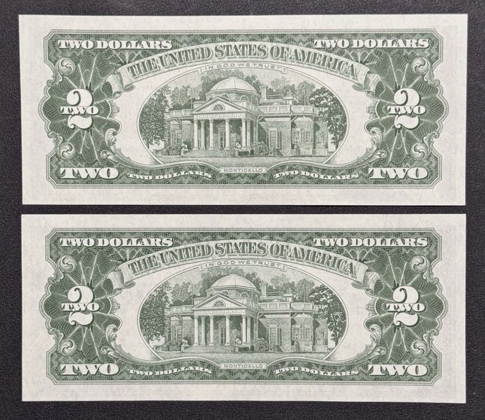 🔥HOT🔥 ((GOLD Seal/RED Serial)) “2 Consecutive”1963 $2 Bill UNCIRCULATED🔥