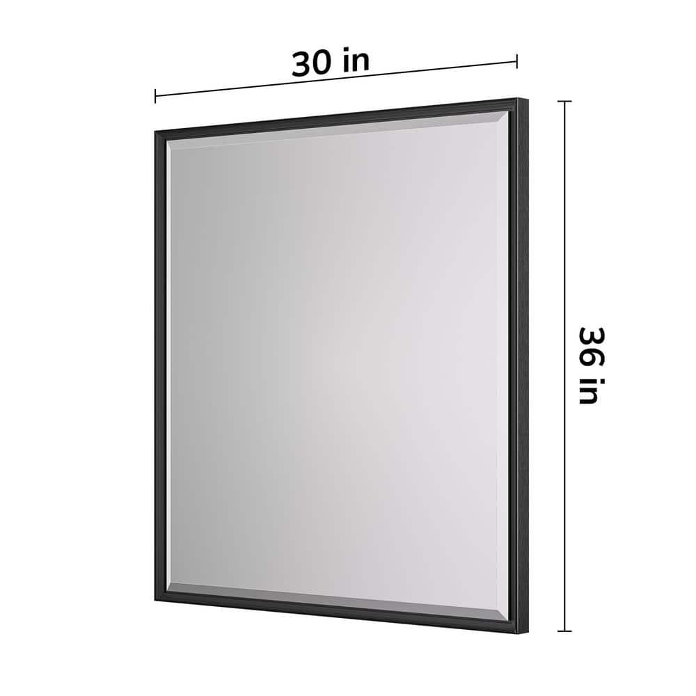 KeonJinn 30" W x 36" H Rectangular Black Beveled Bathroom Mirror